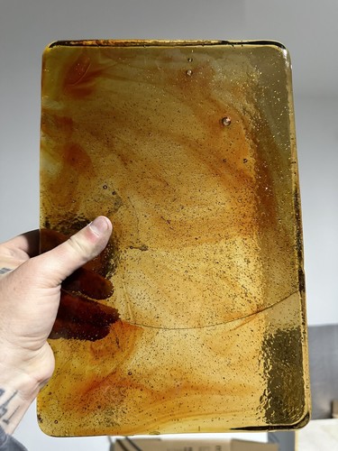 Blenko Dalle de Verre - 6039 - Light amber with red/orange/yellow wisps