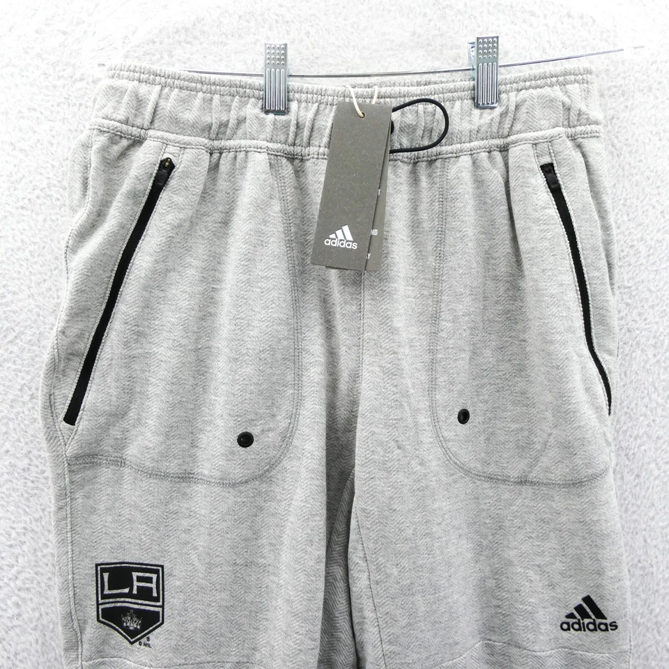 Pantalones de chándal Adidas de hockey sobre hielo gris medio de la NHL de LA Kings Los Ángeles Foto 3 de 4