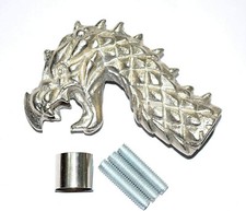 Antique Walking Cane Wooden Walking Stick Dragon Silver Brass Handle Knob Gift