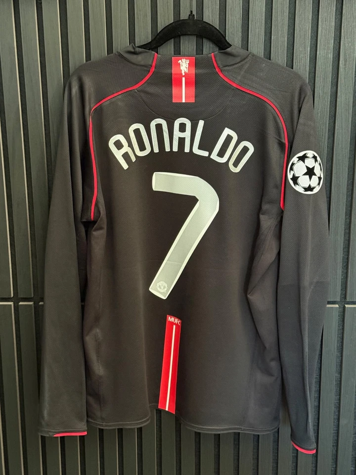 Camiseta Nike Manchester United Negra Manga Larga 07/08 L/S Para Hombre L RONALDO 7 UCL Foto 2 de 4
