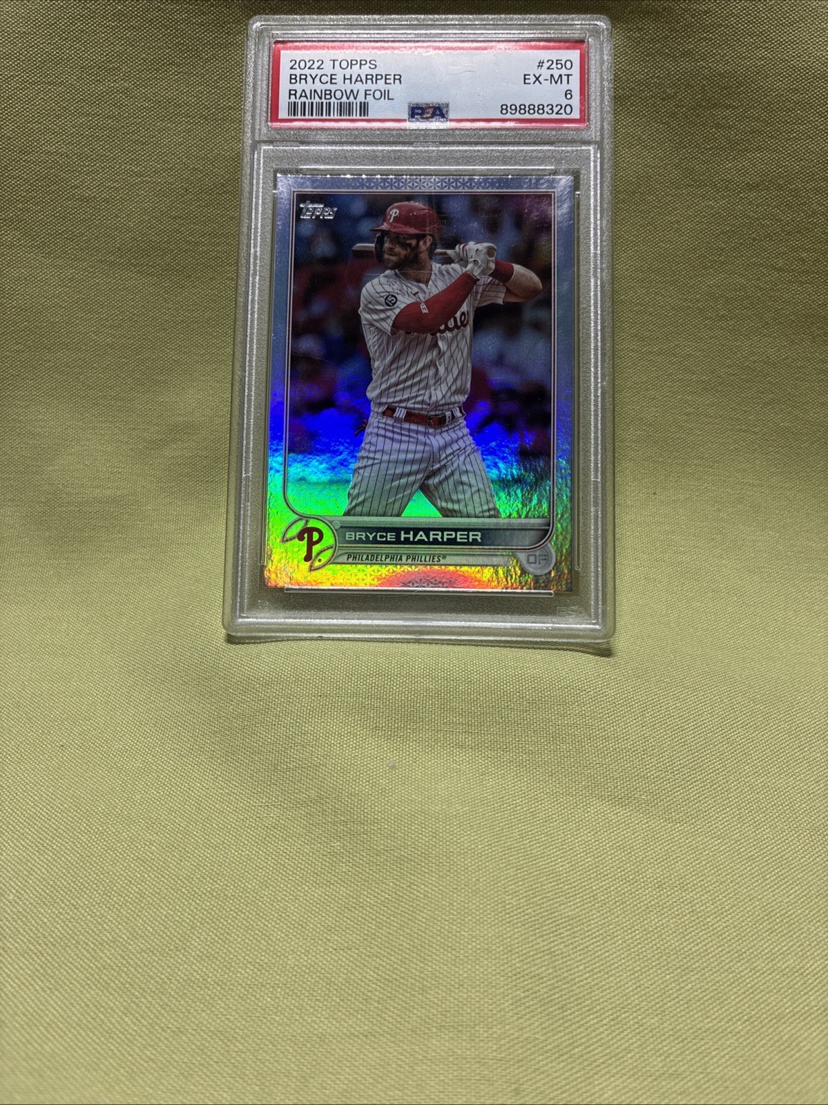Bryce Harper 2022 Topps Series 1 Rainbow Foil Silver Card #250 Phillies PSA 6 🔥