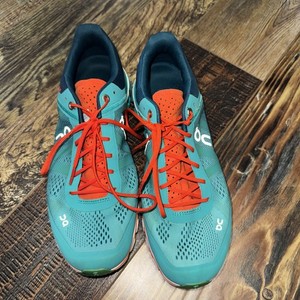 On Cloud | Running Teal and Orange Women's Sneakers 9