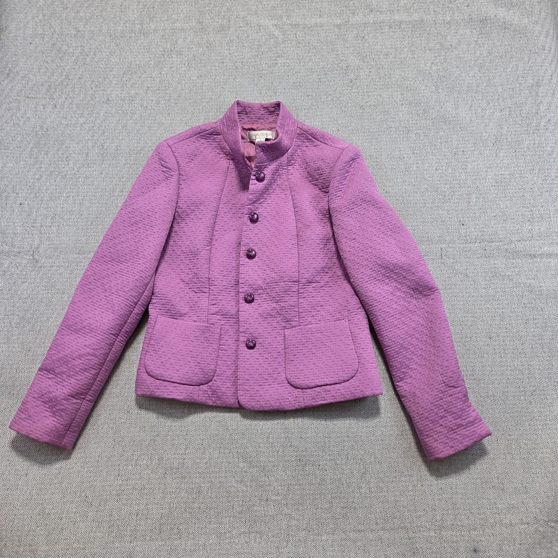 Casual Corner Womens Spring Blazer Jacket Purple Size 8 Long Sleeve Button Front