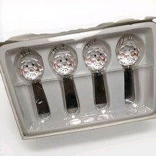 Four 4 Snowmen Head Christmas Butter Cheese Spreaders Stainless Steel