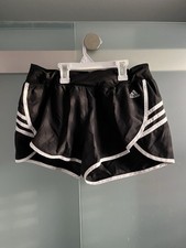 adidas black white stripes active wear shorts size medium