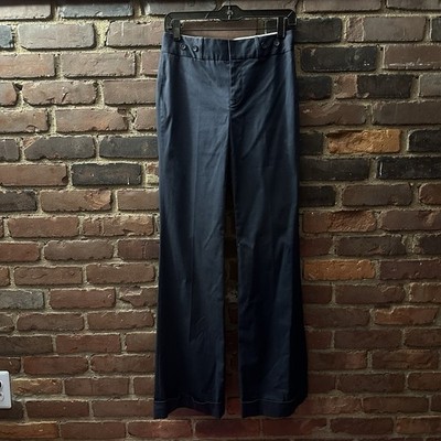 Club Monaco Wide Leg Cuffed Pants Navy Blue Sz 2 (28 X 33.5) -Cheapchicplus