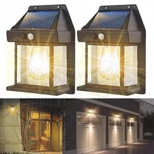 2PACK LED Solar Power Lights PIR Motion Sensor Outdoor Garden Security Wall Lamp