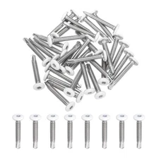 30Pcs M5x35mm White Hex Washer Head Self Tapping Screws for Metal, Silver