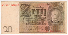 1929 Germany 20 Reichsmark 38610047 Reichbanknote Paper Money Banknotes