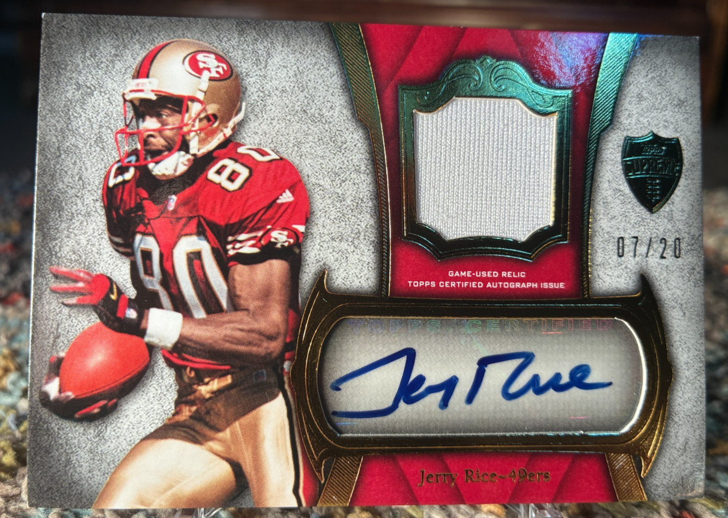 2011 Topps Supreme JERRY RICE Auto Game Used Relic #/20