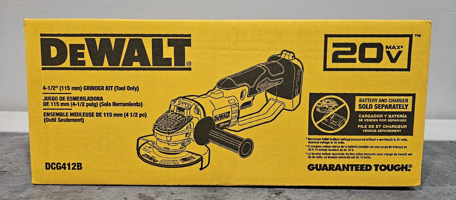 Brand New DeWALT 20v Max 4-1/2" Angle Grinder Kit (Tool Only) DCG412B