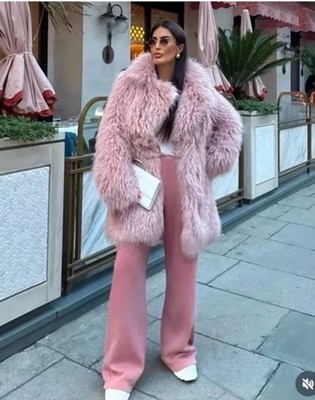 ZARA ZW COLLECTION FAUX FUR COAT PINK FW24/25 SIZES S REF. 3362