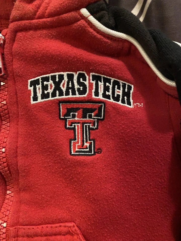 Moletom com capuz vintage Texas Tech Red Raiders Starter zíper completo BABY tamanho 18 meses - Imagem 4 de 4
