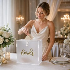 Wedding Card Money Gift Box, Clear Acrylic Card Box with Lock