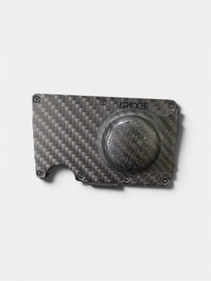 Ridge Carbon Fiber RFID Blocking Men's Wallet Cash Strap USED W/ Apple Tag Clip