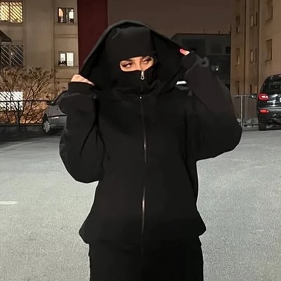 Balaclava Hoodie Zipper Winter Men Hoodies Balaclava Double Hood Mask Fleece