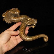 Rare Chinese Retro Bronze Dragon Cane Walking Stick Head Handle Accessories