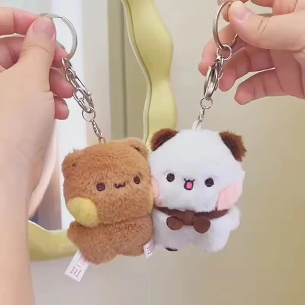 Cartoon Panda Bubu and Yier Keychain Pendant Dolls Cute Panda Bear Doll Keyring