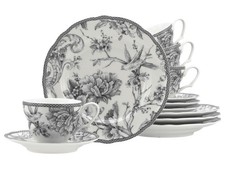 CreaTable Adelaide Grau Kaffeeservice 12-tlg Porzellan