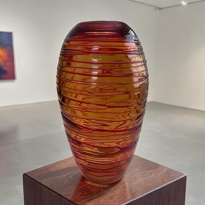 Fulvio Bianconi/Venini-Style Threaded Art Glass Vase | eBay