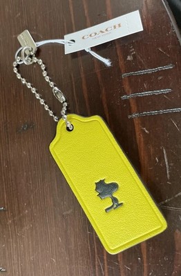 COACH x PEANUTS Snoopy And Woodstock Leather Hangtag Keychain Fob
