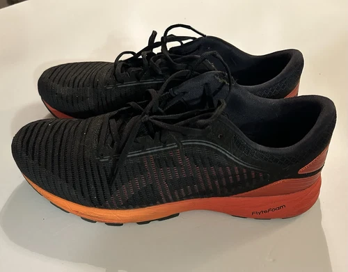 Scarpe da corsa uomo Asics Dynaflyte nere e arancioni sneakers uomo taglia 13