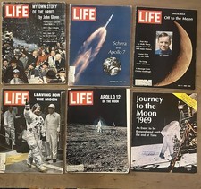 Lot 5 Vintage Life Magazine 1962-1969 Moon Landing John Glenn Apollo 7 Armstrong