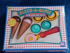 NEW NIB Vtg 1997 90s Slice A Rific Scoop Ice Cream Set Food Toy Hook Loop BOX