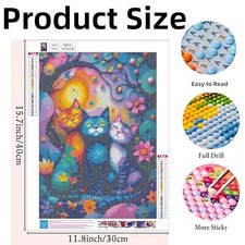 Diamond Art Kits for Adults,Colorful Cat and Flower Diamond Paintings Kits for