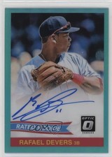 2018 Panini Donruss Optic Aqua Prizm 67/99 Rafael Devers #84S-RD Auto rf2