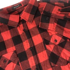 Men  s XL Buffalo Plaid Long Sleeve Shirt Red Black Button Up Cotton Holiday