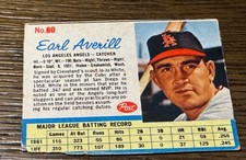 1962 Post Earl Averill #80 Los Angeles Angels Hand Trimmed FREE SHIPPING
