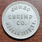 LOUISIANA Token Jumbo Shrimp Co. MORGAN CITY LA. Aluminum 22mm (Good For) 1c — photo 1