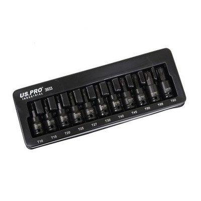 US PRO INDUSTRIAL 11PC 3/8'' DR Impact Torx Star Bit Steckschlüsselsatz Variety Pack 