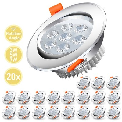 20X LED Einbaustrahler Einbauleuchte 3W/5W/7W Einbaulampen Licht Möbelleuchte