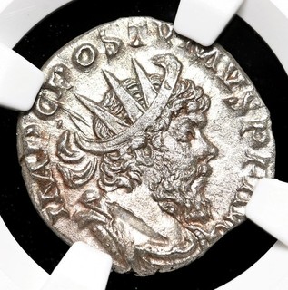 GALLIC EMPIRE. Postumus AD 260 269. Silver Antoninianus NGC AU