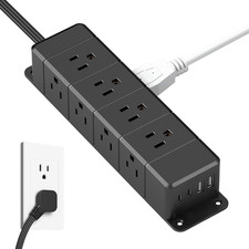 40W Fast Charging under Desk Power Strip with Switch,12 Outlet Mountable Power S