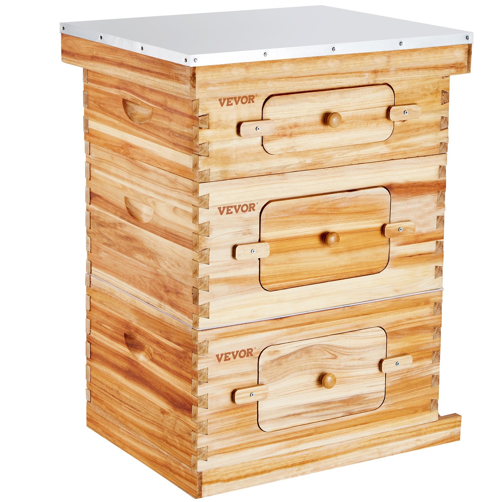 VEVOR Bee Hive 30 Frame Bee Hives Starter Kit, Beeswax Coated Fir Wood, 2 Deep +