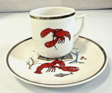 Vintage 2pc Set Nanco New England Lobster Miniature Saucer Plate Teacup Mug