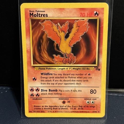 Pokémon TCG Fossil 1st Ed Moltres 27/62 Rare Reg 1999 70HP MP