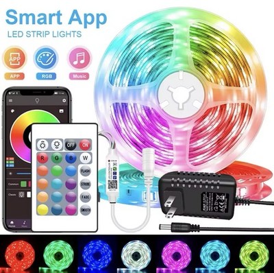 RGB LED Light Strip, App & Remote Control, Music Sync, 5050 Chip, Wi-Fi