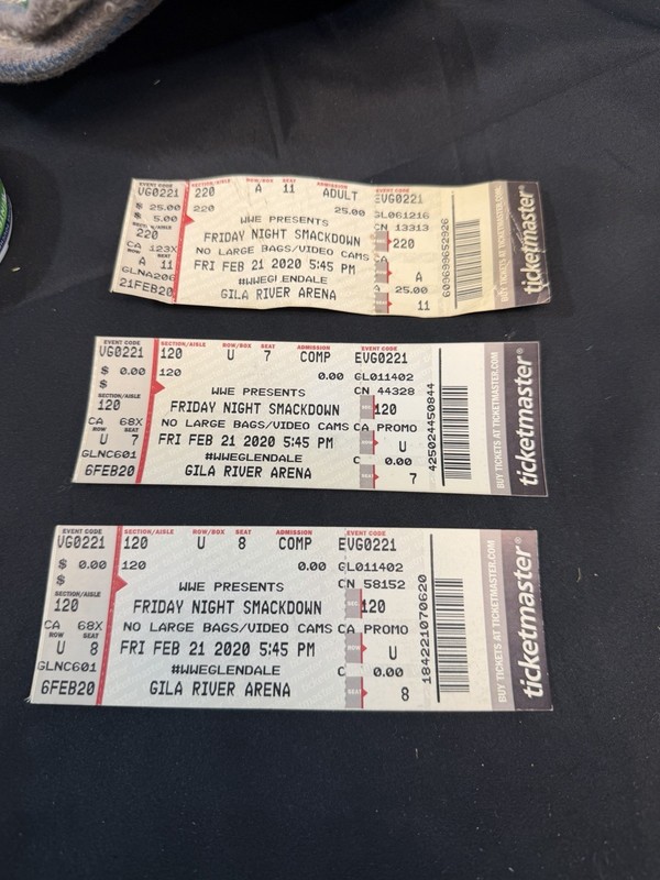 WWE Friday Night Smackdown Fed 21 2020 Tickets Lot Of 3