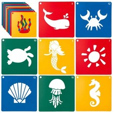 20 PCS Ocean Stencils For Kids 8 Inch Sidewalk Chalk Stencils Painting