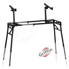 Keyboard Stand DJ Workstation Table Top Piano Holder 2-Tier Double Studio Mount