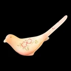 VTG Fenton Rosaline Satin Glass Long Tail Bird Hand Painted Signed Cutshaw 6.5”