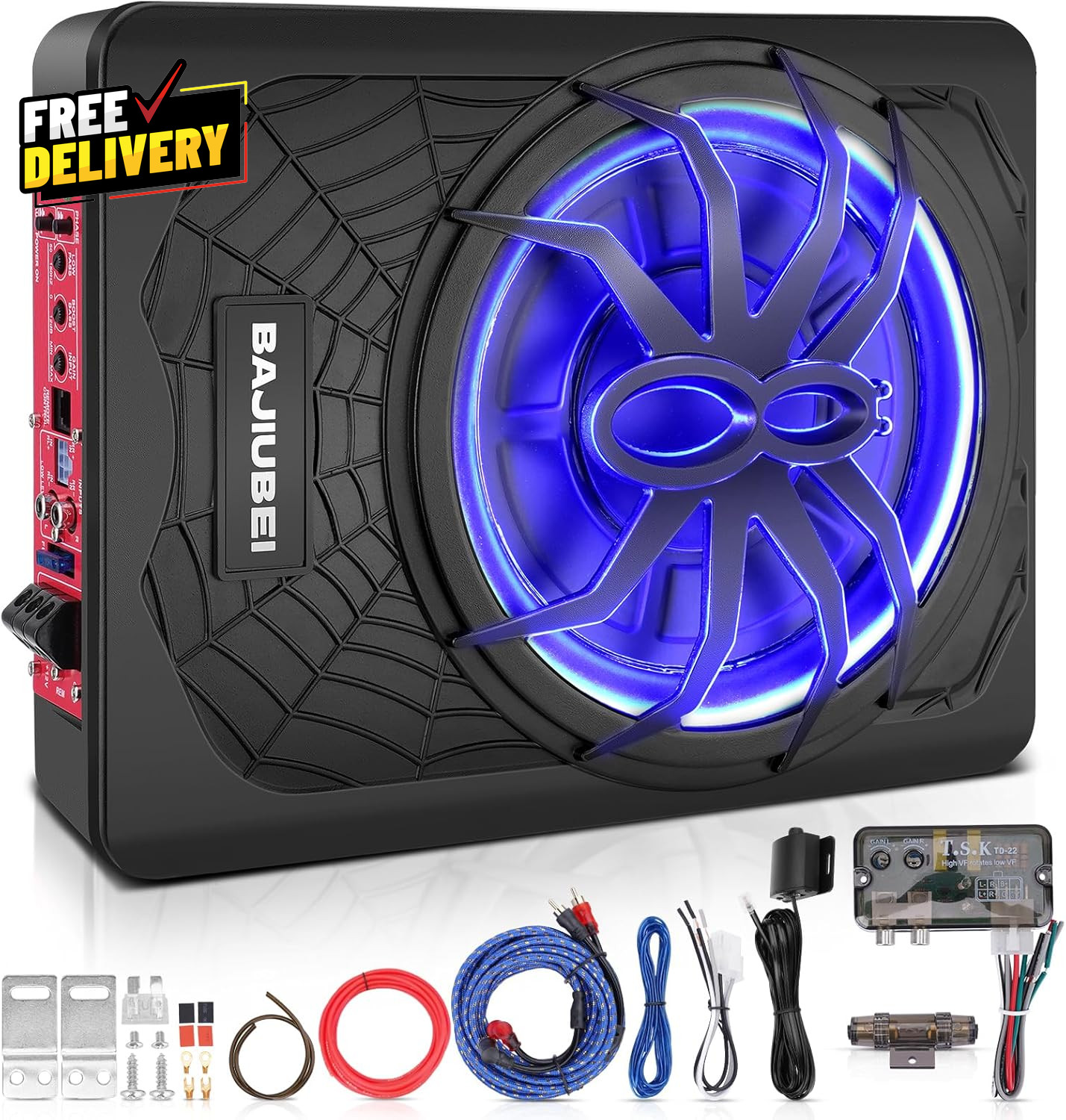 10 1200W Slim under Seat Powered Car Subwoofer Hideaway Subw