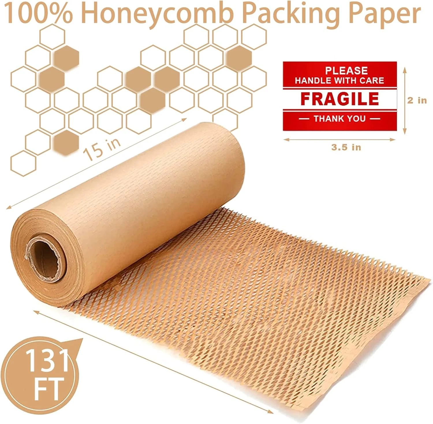Honeycomb Packing Paper Roll 15"x131' - Eco-Friendly Alternative to Bubble Wrap image 4