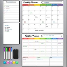 MaxGear 4 Pack Magnetic Fridge Calendar Set, 15 x 11.5 Dry Erase Whiteboard C...