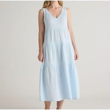 New Quince 100% Organic Cotton Gauze Maxi Dress M. Light Blue Discontinued Color