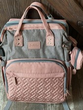 Jollito Quilted Pink Gray Diaper Bag / Backpack w/ Multiple Pockets - BRAND NEW 